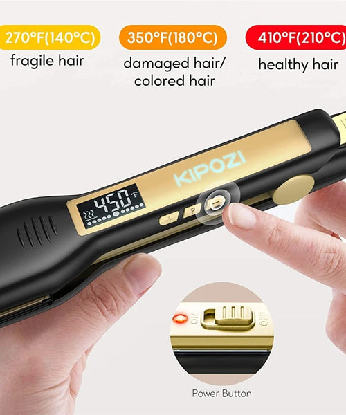 KIPOZI Titanium Flat Iron Hair Straightener with LCD Display