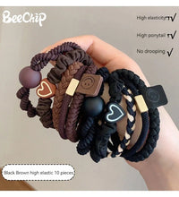 10PCS Women's Hair Ties – High Elastic Leather Bands