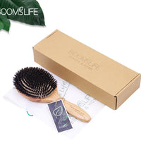 BOOMSLIFE Boar Bristle Hair Brush – Wooden Detangling & Straightening Comb