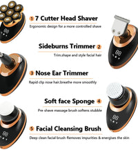 7D Floating Head Electric Shaver for Men – Wet/Dry Bald Head & Beard Trimmer