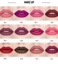 HANDIYAN 12-Color Matte Lipstick Set – Waterproof & Long-Lasting