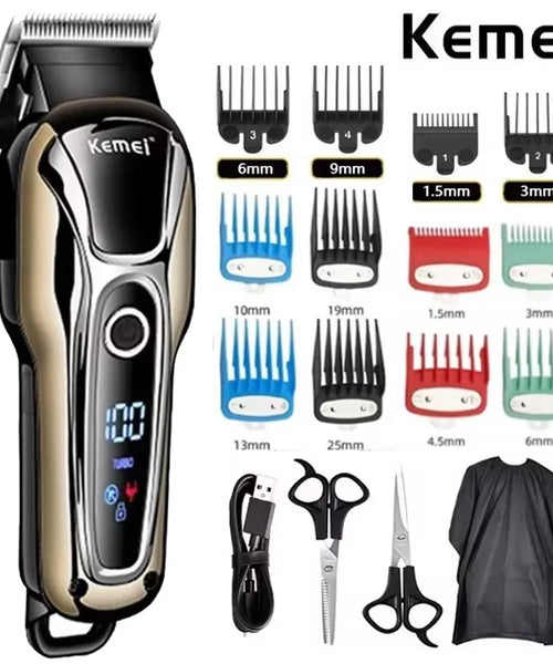 Kemei 1990 Professional Hair Clipper – LCD Display & Electric Trimmer