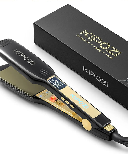 KIPOZI Titanium Flat Iron Hair Straightener with LCD Display