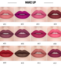 HANDIYAN 12-Color Matte Lipstick Set – Waterproof & Long-Lasting