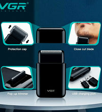 VGR V390 Electric Shaver – Portable USB Rechargeable Beard Trimmer