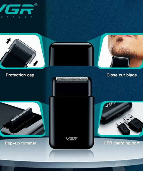 VGR V390 Electric Shaver – Portable USB Rechargeable Beard Trimmer