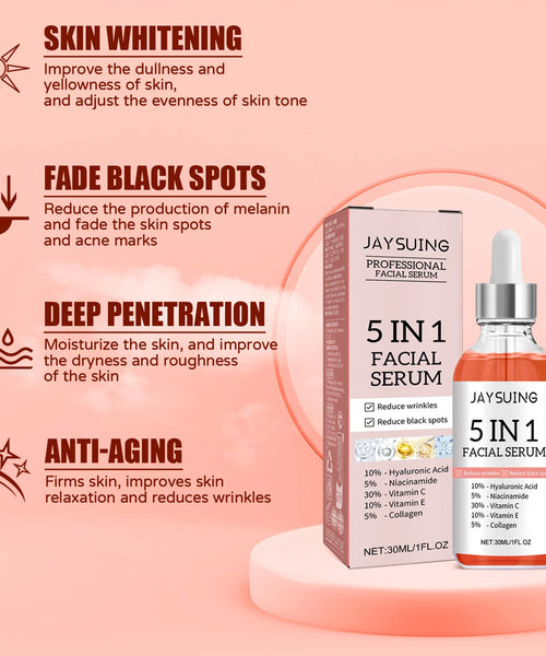 5-in-1 Vitamin C & Hyaluronic Acid Face Serum – Firming & Brightening