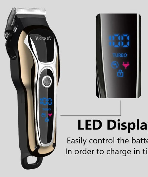 Kemei 1990 Professional Hair Clipper – LCD Display & Electric Trimmer