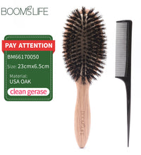 BOOMSLIFE Boar Bristle Hair Brush – Wooden Detangling & Straightening Comb