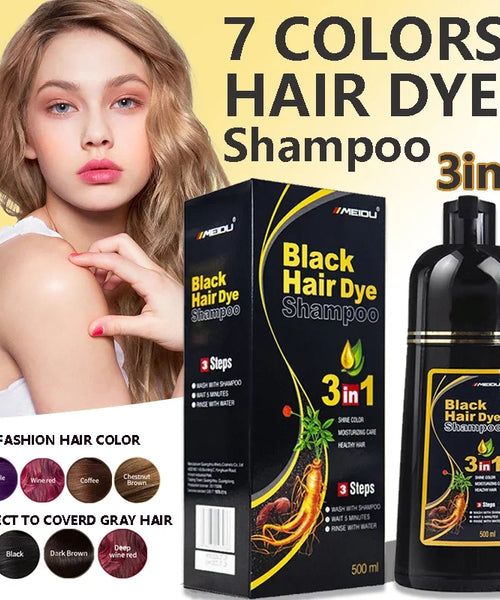 100ml/500ml 3-in-1 Hair Dye Shampoo – Instant Gray Coverage