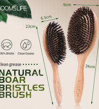 BOOMSLIFE Boar Bristle Hair Brush – Wooden Detangling & Straightening Comb