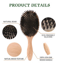 BOOMSLIFE Boar Bristle Hair Brush – Wooden Detangling & Straightening Comb