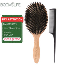 BOOMSLIFE Boar Bristle Hair Brush – Wooden Detangling & Straightening Comb