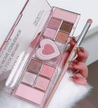 12-Color Pink Heart Eyeshadow Palette – Matte, Cool-Tone Korean Makeup