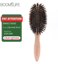 BOOMSLIFE Boar Bristle Hair Brush – Wooden Detangling & Straightening Comb