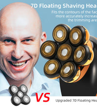 7D Floating Head Electric Shaver for Men – Wet/Dry Bald Head & Beard Trimmer