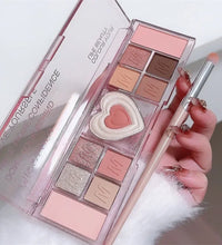 12-Color Pink Heart Eyeshadow Palette – Matte, Cool-Tone Korean Makeup