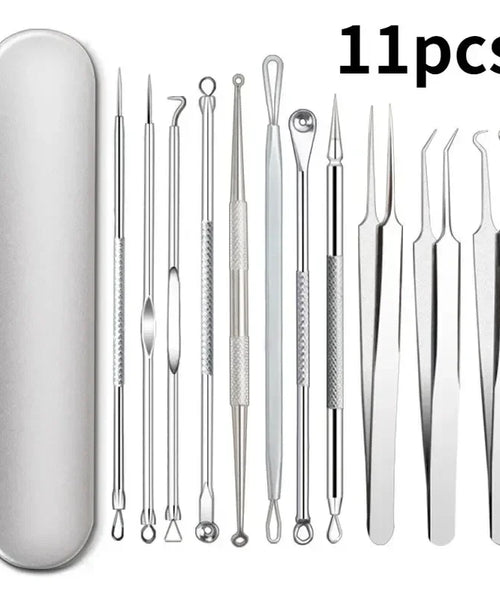 11Pcs Professional Acne Remover Set – Blackhead & Pimple Extractor Tools