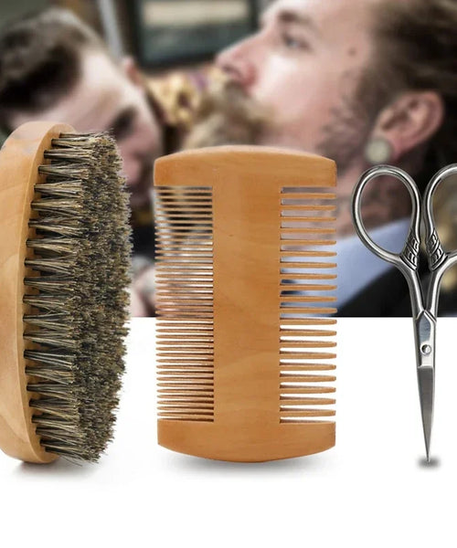 Men's Boar Bristle Shaving Brush Set – Portable Barber Beard Brush