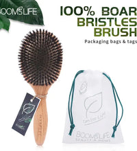 BOOMSLIFE Boar Bristle Hair Brush – Wooden Detangling & Straightening Comb