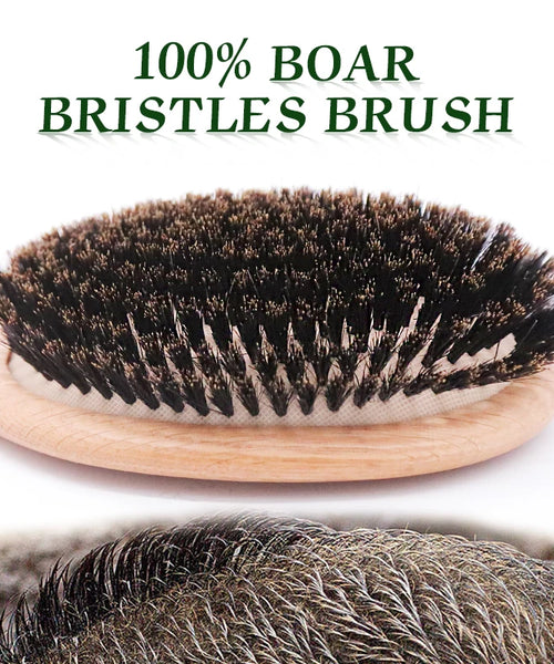 BOOMSLIFE Boar Bristle Hair Brush – Wooden Detangling & Straightening Comb