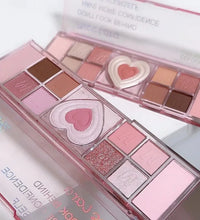 12-Color Pink Heart Eyeshadow Palette – Matte, Cool-Tone Korean Makeup