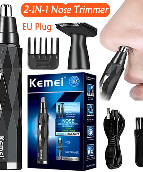 Kemei 2-in-1 Nose & Beard Trimmer – Rechargeable Grooming Tool