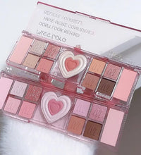 12-Color Pink Heart Eyeshadow Palette – Matte, Cool-Tone Korean Makeup