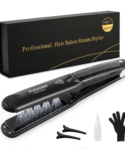 Steam Hair Straightener – Professional Ceramic Flat Iron with Argan Oil Treatment