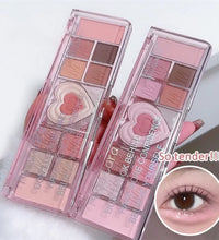 12-Color Pink Heart Eyeshadow Palette – Matte, Cool-Tone Korean Makeup