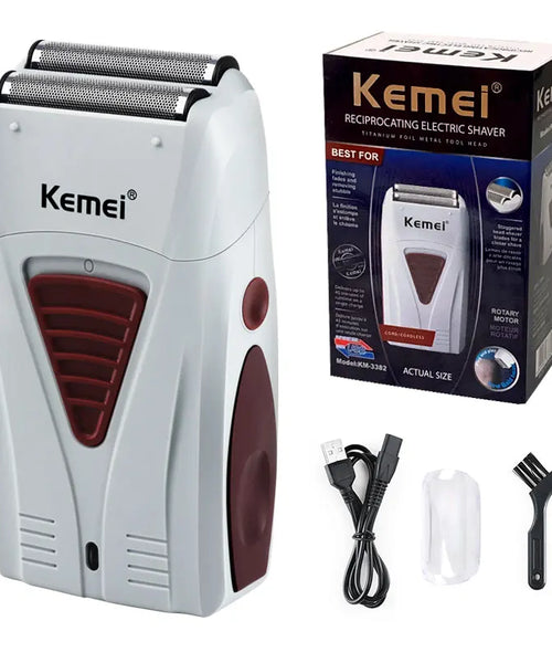 Kemei 3382 Professional Rechargeable Hair Clipper – 0mm Shaving Razor for Men