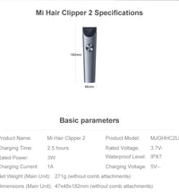 XIAOMI MIJIA Hair Trimmer – Waterproof, Cordless, Professional Clipper